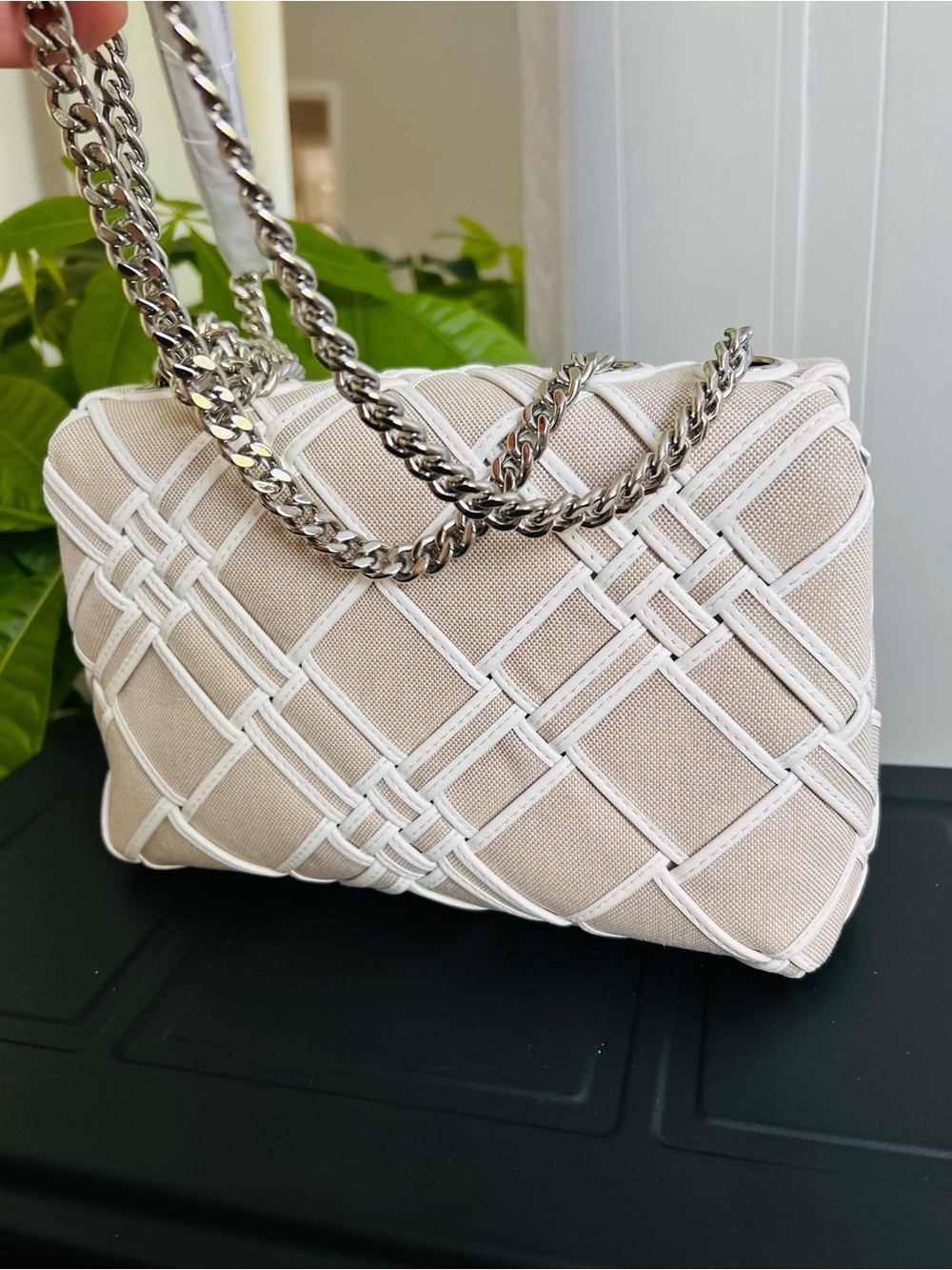 Tory Burch Kira Woven Canvas Convertible Shoulder Crossbody Bag. NWT $699 - Picture 3 of 12